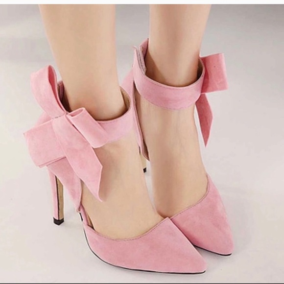 Bow Tie Pink High Heels - Picture 4 of 15